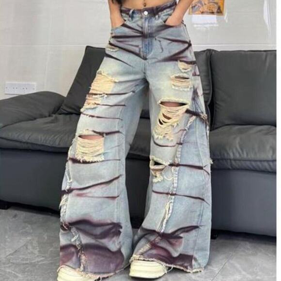 Val Boutique Denim - Women's Wide Leg Baggy Jeans Trendy 2026 Denim Pants Vintage Hip Hop Loose Fit